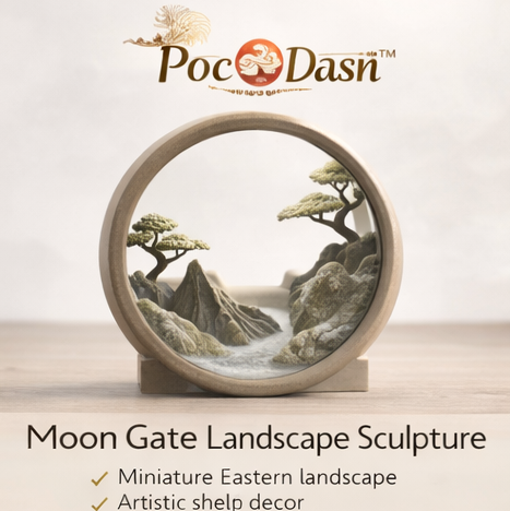 PocDasnโข Moon Gate Landscape Sculpture โ Oriental Mini Scene Decor, Artistic Shelf Accent