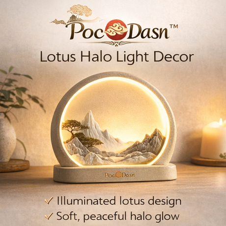 PocDasn™ Lotus Halo Light Decor – Minimal Zen Night Light, Oriental Lotus Sculpture Lamp